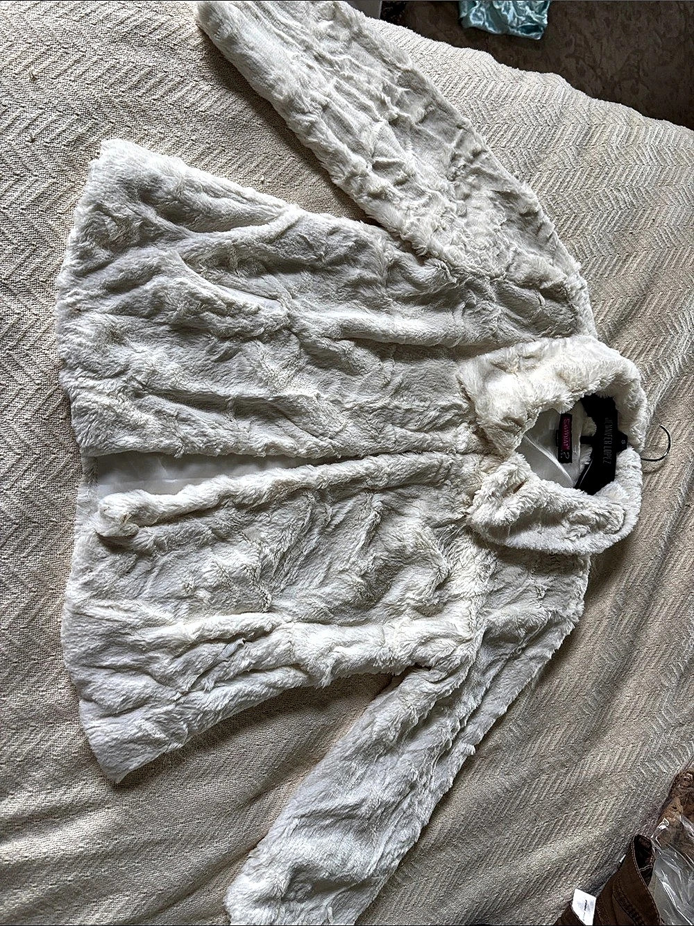 Cream colored Textured /faux fur Jacket. Size medium